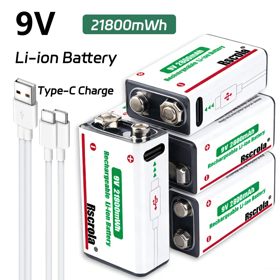 Smoke Detector Interconnected - 충전식 9V 배터리, 21800mWh 대용량 9볼트