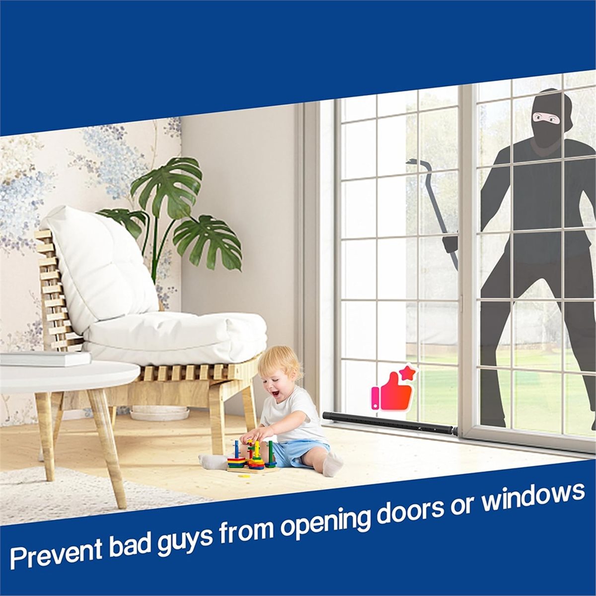 Window Lock Bar - A20I 슬라이딩 도어 보안 바, 고무