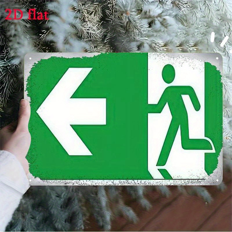 Emergency Exit Sign - 금속 비상구 표지판 - 녹색 및