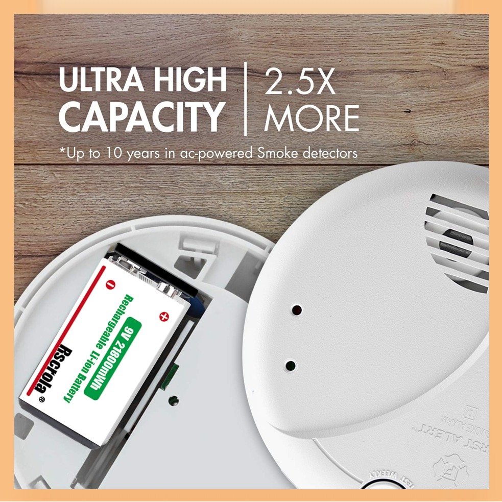 충전식 9V 배터리, 21800mWh 대용량 9볼트 리 - Smoke Detector Interconnected 리뷰 및 가격